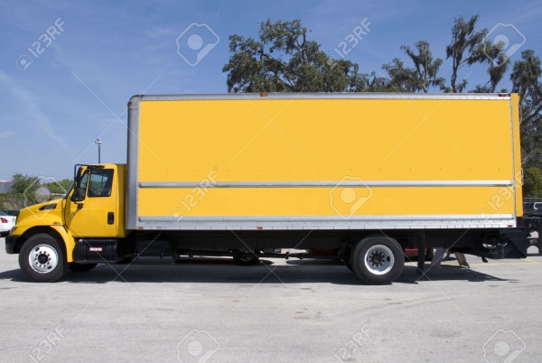 Yellow Box Delivery Truck Mock-up