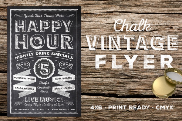 Chalk Vintage Happy Hour Flyer