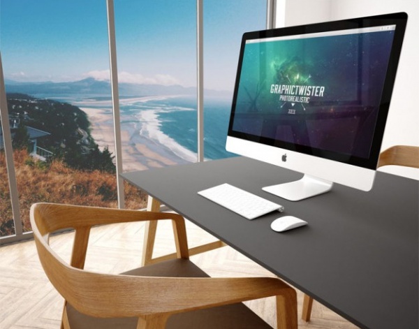 office imac mockup Psd