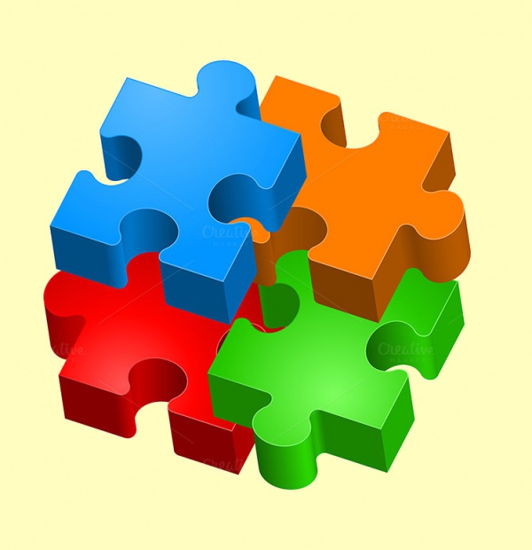 3D Colorful Vector Puzzle