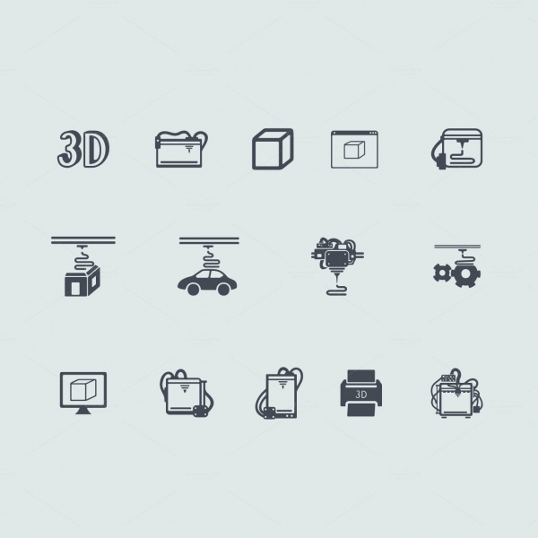 3D Vector Printer Icons