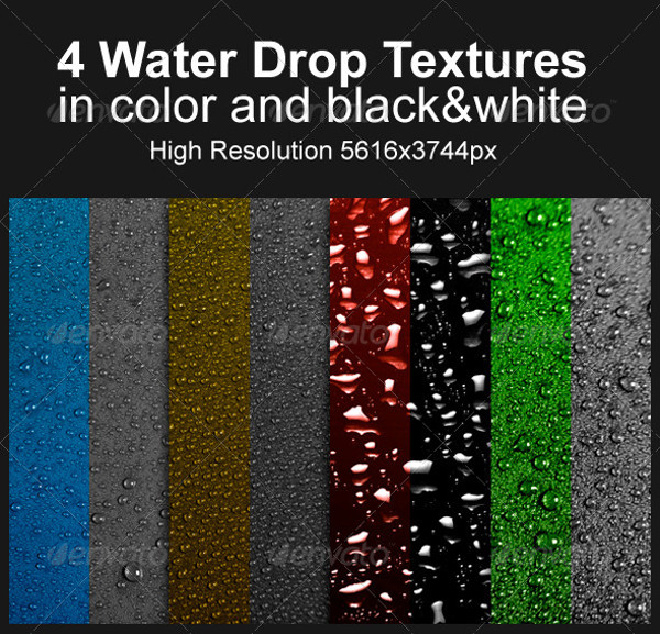 4 High Resolution Water Drops Textures