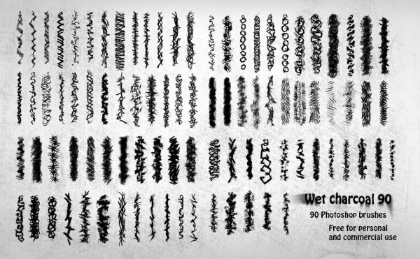 90 Wet Charcoal Photoshop Brushes