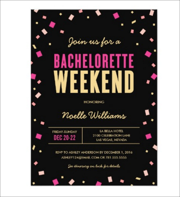 Bachelorette Weekend Itinerary Invitation