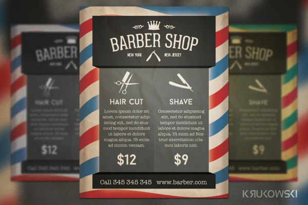 Barber Shop Retro Flyer Template Design
