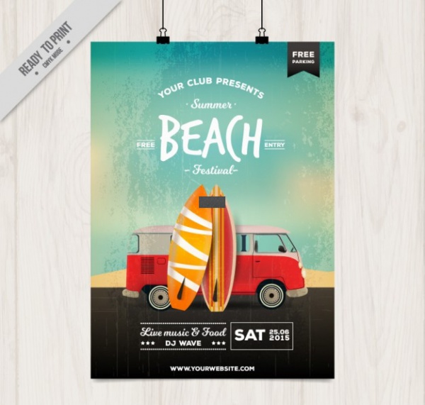 Beach Party Poster With Surfboards