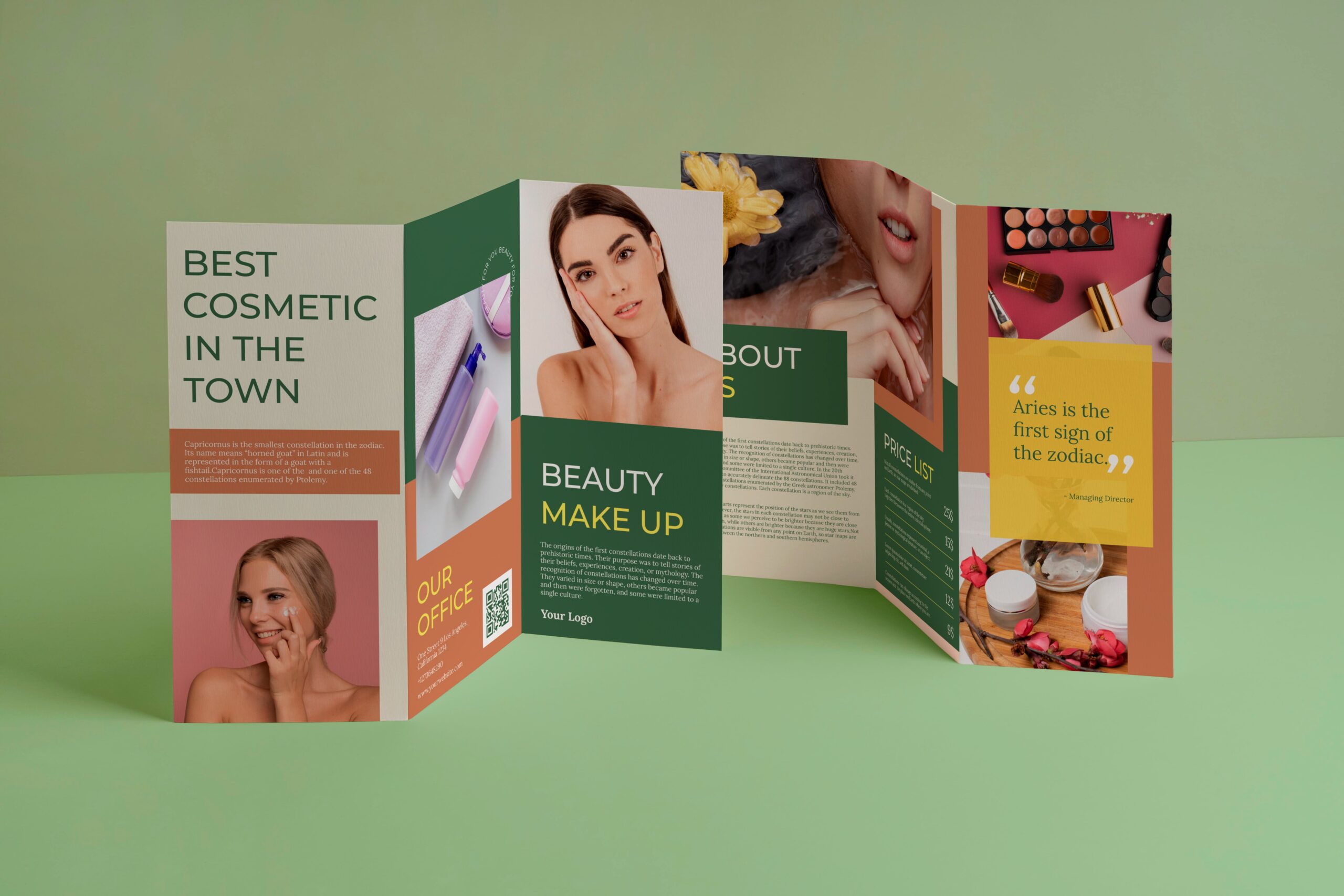 Best Cosmetic Beauty Salon Trifold Brochure template