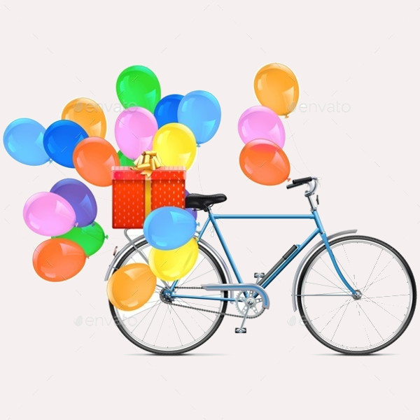 Bicycle Abstract Vector With Balloons