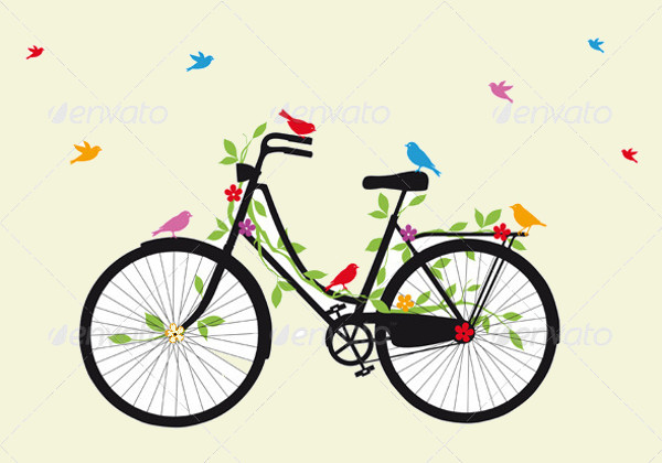 Bicycle With Birds Vector