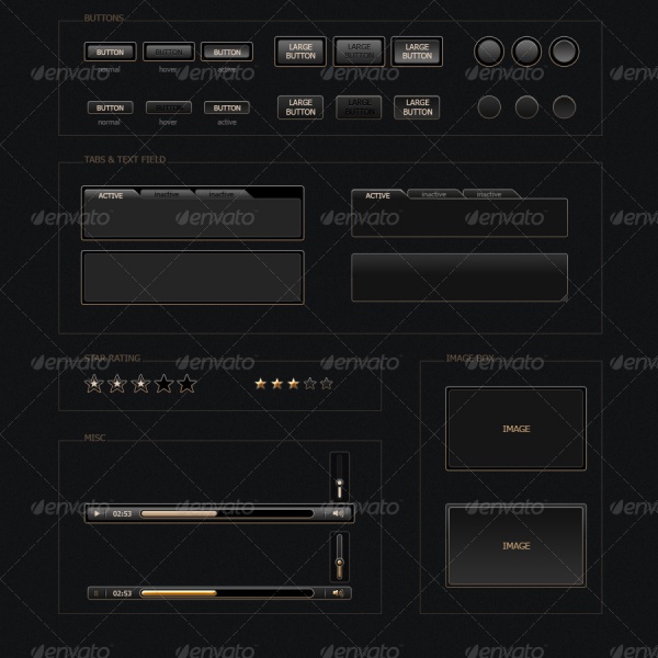 Black and Gold UI Buttons