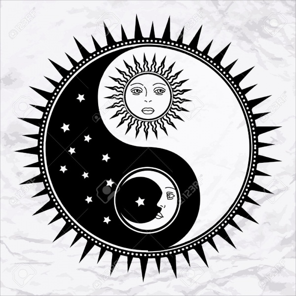 Black and White Illustration of Sun