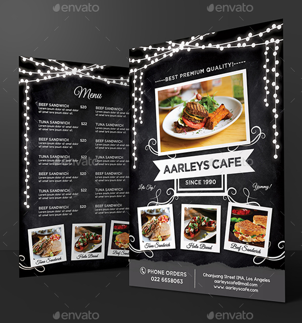 Blackboard Cafe Menu Flyer