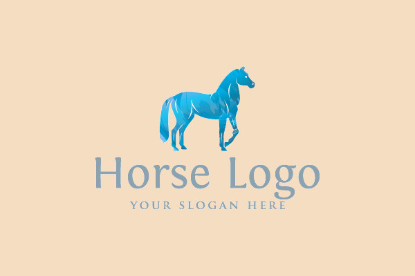 Blue Horse Watercolor Logo