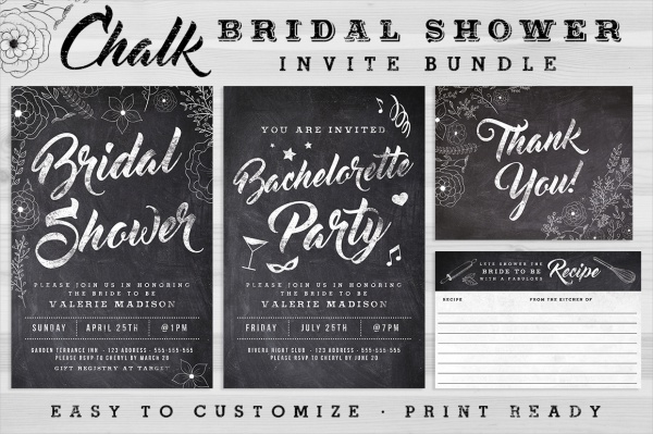 Bridal Shower Chalkboard Invitation