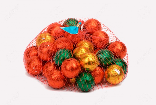 Chocolate Balls Wrapped In Mesh Bag