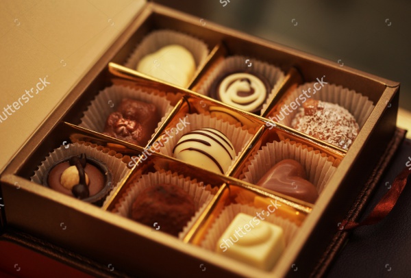 Chocolate Candies In Box Packaging