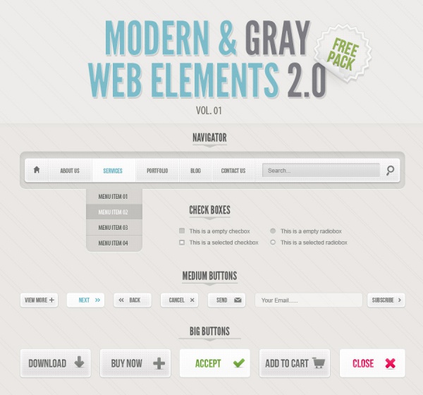 Classic Grey PSD Web UI Set