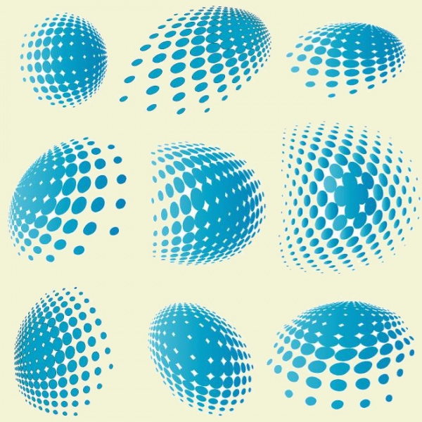 Collection of Warped Halftone Vector