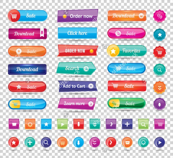 Colorful Long Round Website Buttons Design
