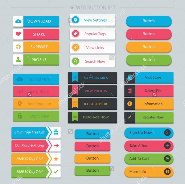Colorful UI Buttons for Web