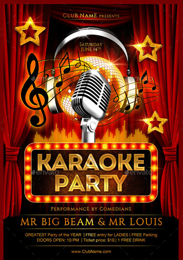 flyer karaoke template templates comedy psd flyers club vector event awesome word venue publisher ms parking