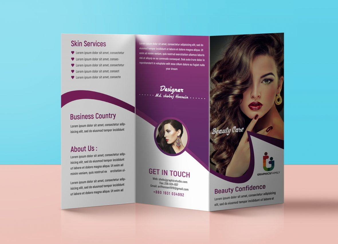 Creative Cosmetic Tri Fold Brochure Design