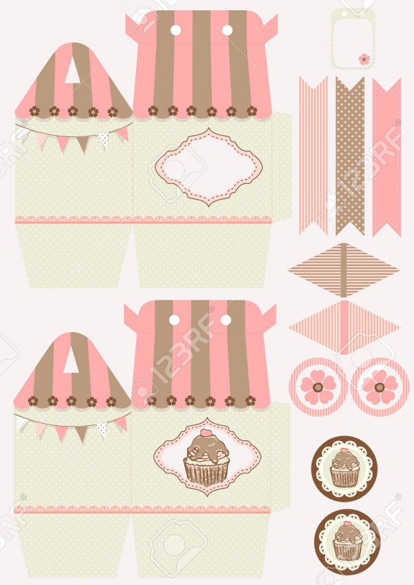 Cupcake Box Die Cut Packaging Design