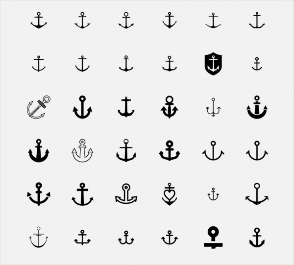 Dark Shaded Anchor Icons