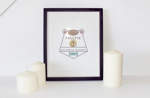 Decorative Frame Mockup With White Candles