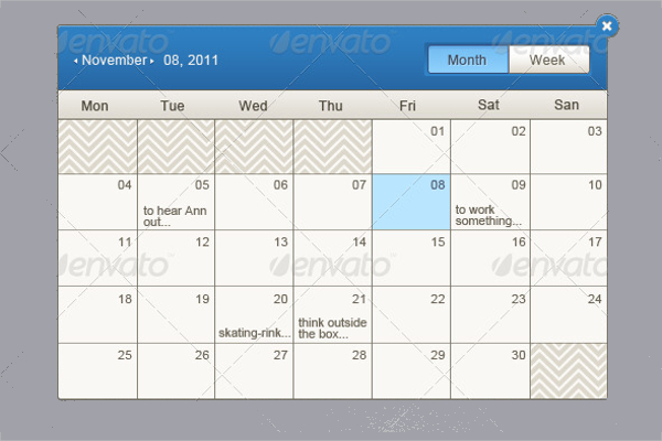 Event Calendar Widget Template