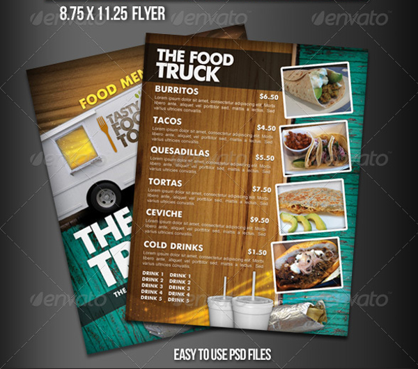 Food Truck Menu Flyer