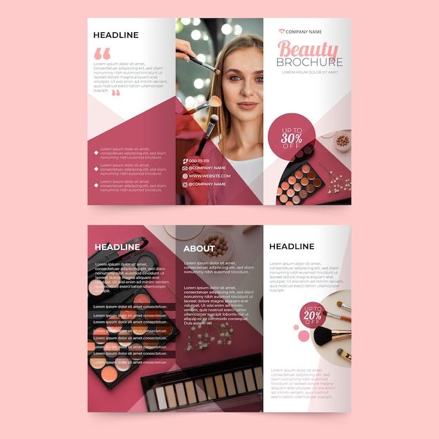 Free Vector Abstract Cosmetics trifold Brochure Template