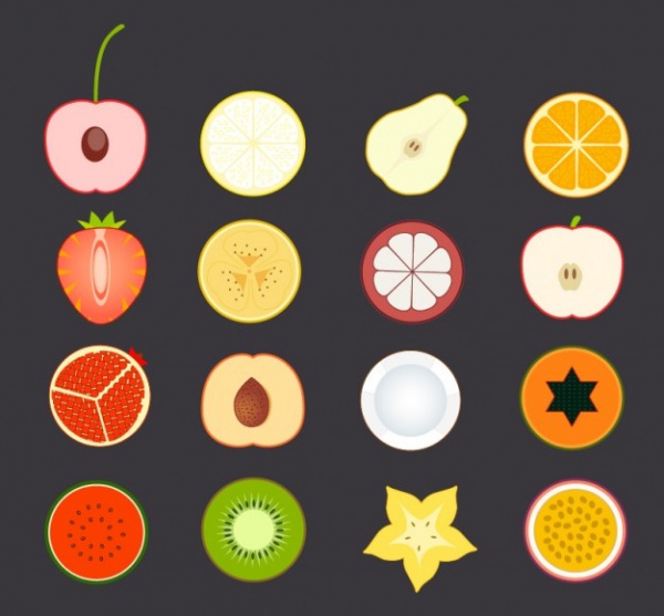 Fruit Icons Set Vector