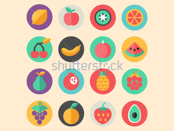 Fruits Flat Icon Set