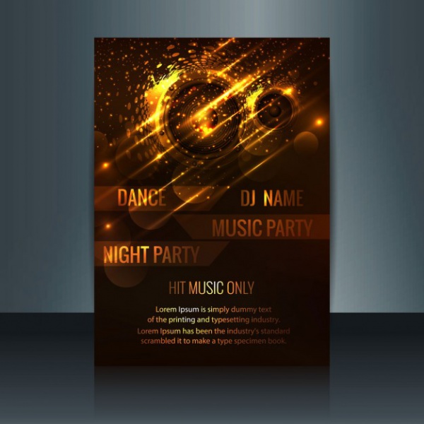 Golden Glowing Music Party Flyer