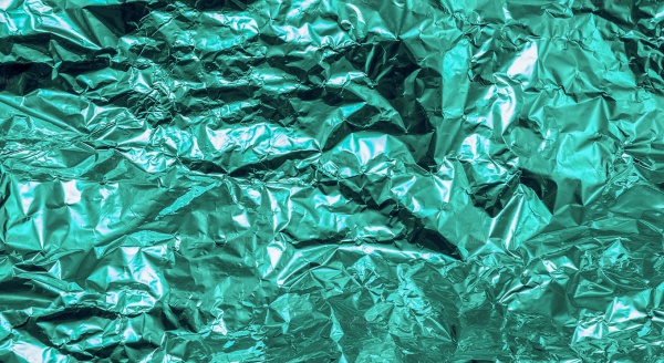 Green Crumpled Aluminum Foil Texture