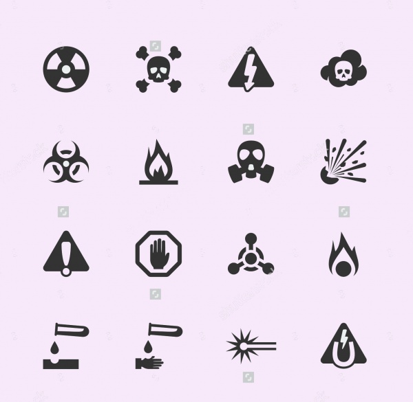 Hazard and Danger Mini Icons Set