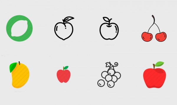 Healthy Fresh Fruit Icons