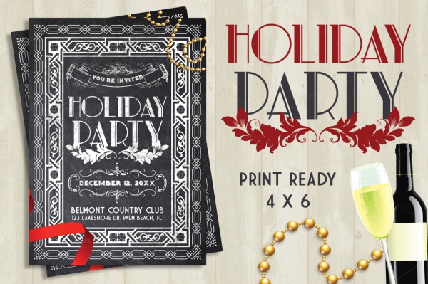 Holiday Party Chalk Flyer Template