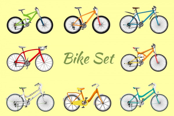 Isometric Vector Bicycle Set