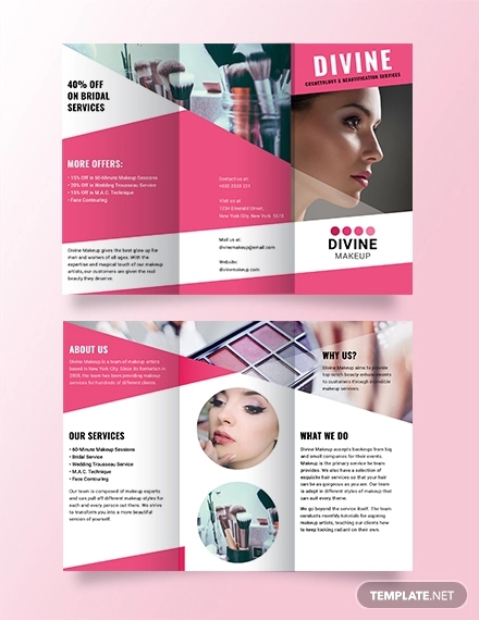 makeup artist tri fold brochure template