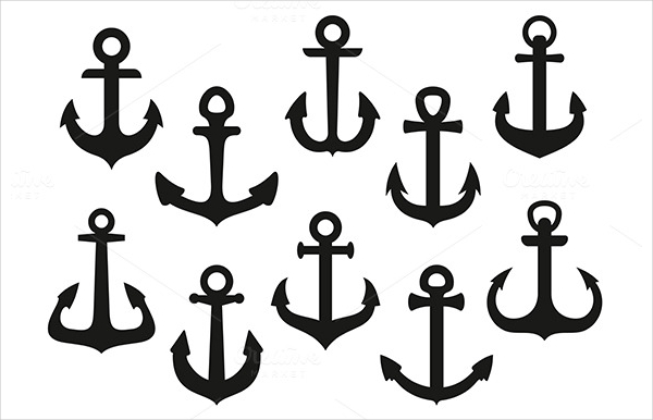 Nautical Anchors Black Icons