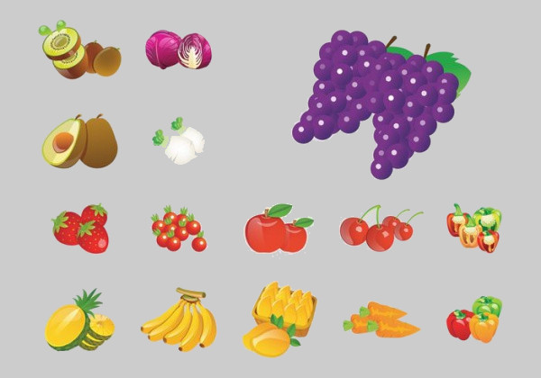 Organic Fruit Graphic Icons