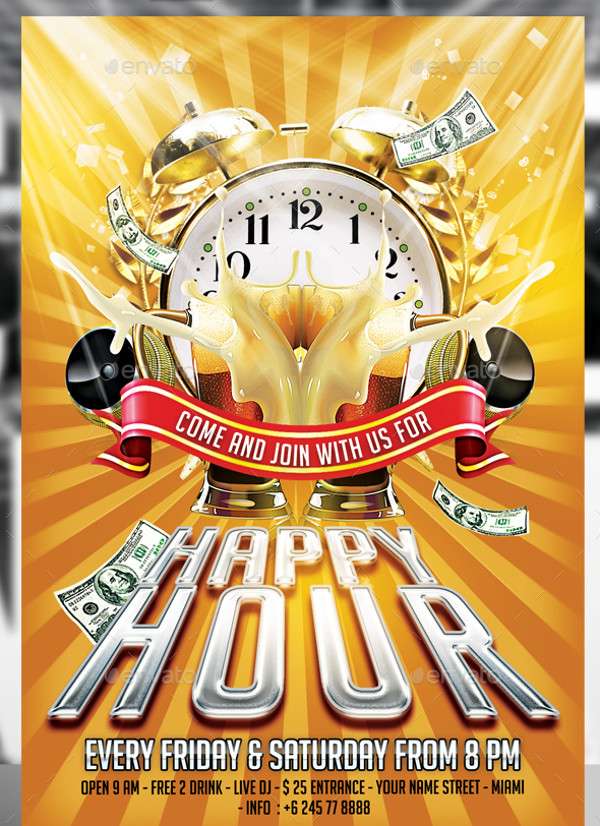 PSD Flyer For Happy Hour