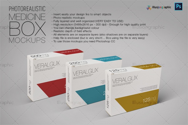 Photorealistic Medicine Box Packaging Design