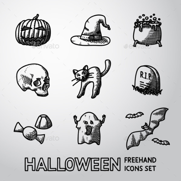 Pumpkin Ghost Outline Icons