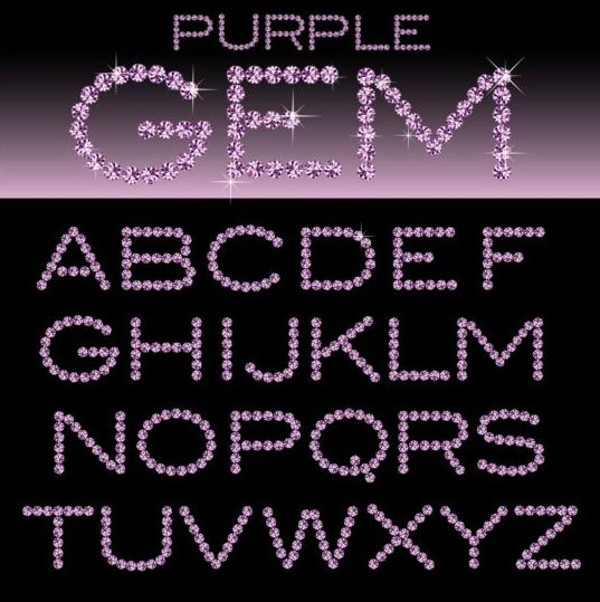 Purple Diamond Alphabet Vector