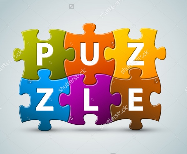 Puzzle Pieces Lettering Vector