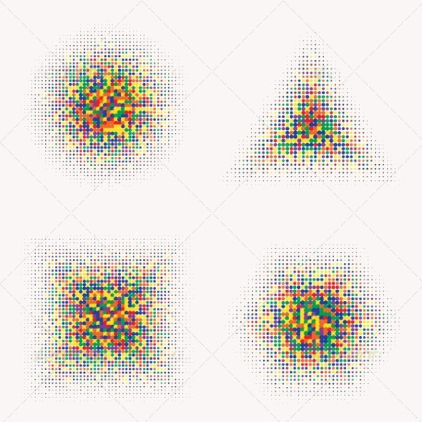 Rainbow Color Halftone Shapes Vector