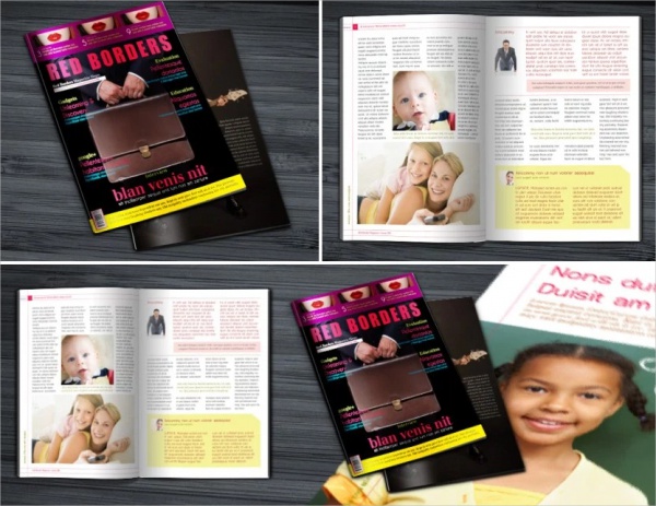 Red Borders Business Magazine InDesign